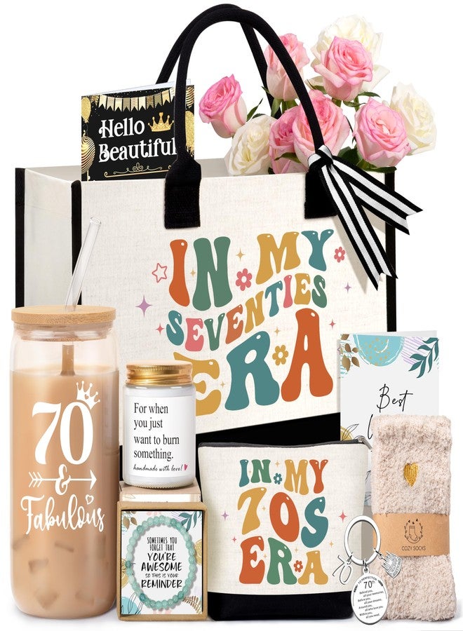 Lepiche 70th Birthday Gifts for Women, Unique 70 Year Old Birthday Gifts with Canvas Tote Bag, Fabulous 70th Birthday Ideas Basket for Mom Aunt Sister Friend Wife Aunt Grandma Her - Image 1